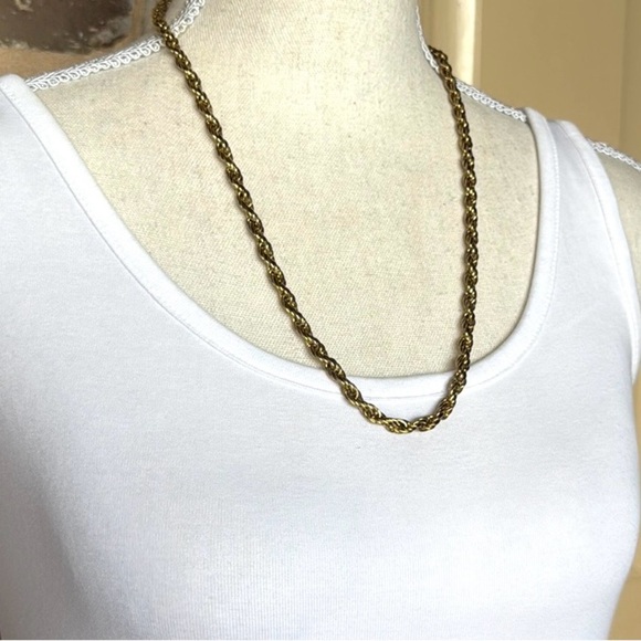 Vintage Gold Tone Rope Chain 24” Thick 3MM Necklace - Picture 8 of 12